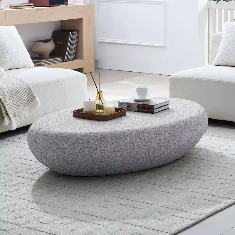 Table basse moderne en fibre de verre avec motif roches mates, table basse d'appoint irrégulière pour salon, bureau ou petits espaces - Panipeachy