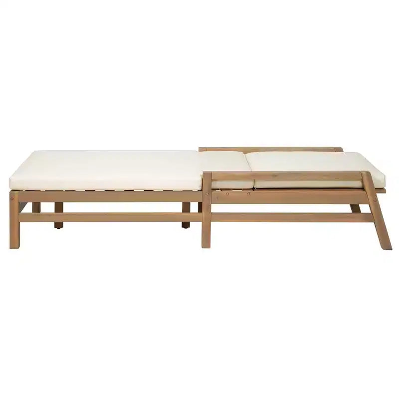 Chaise longue d'extérieur Merax en acacia 5 positions avec coussins épais