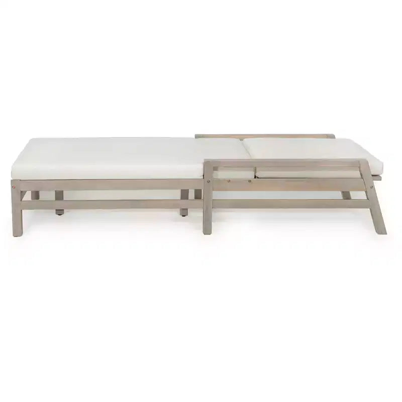 Chaise longue d'extérieur Merax en acacia 5 positions avec coussins épais