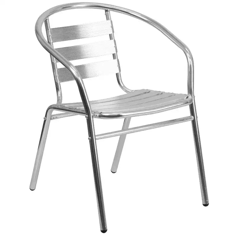 Ensemble table carrée en aluminium Emma et Oliver 27,5 avec 4 chaises à dossier à lattes