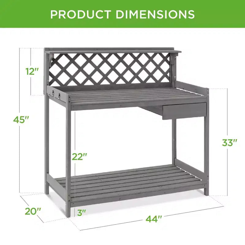 Table de rempotage de jardin en bois pour extérieur Best Choice Products, établi avec tiroir et étagère ouverte