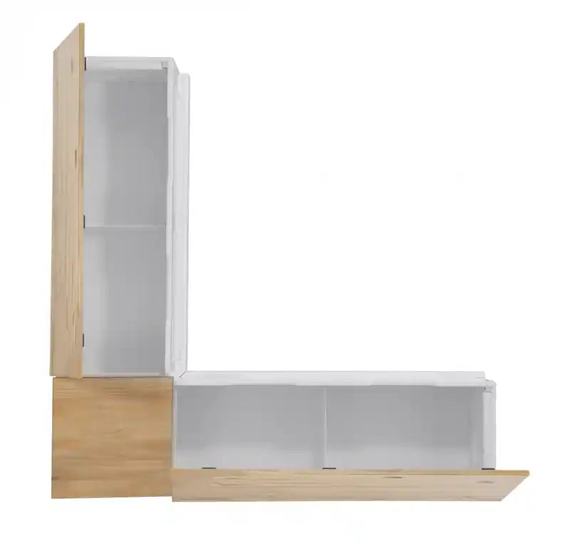 Banquette d'angle sans dossier - Naturel et blanc