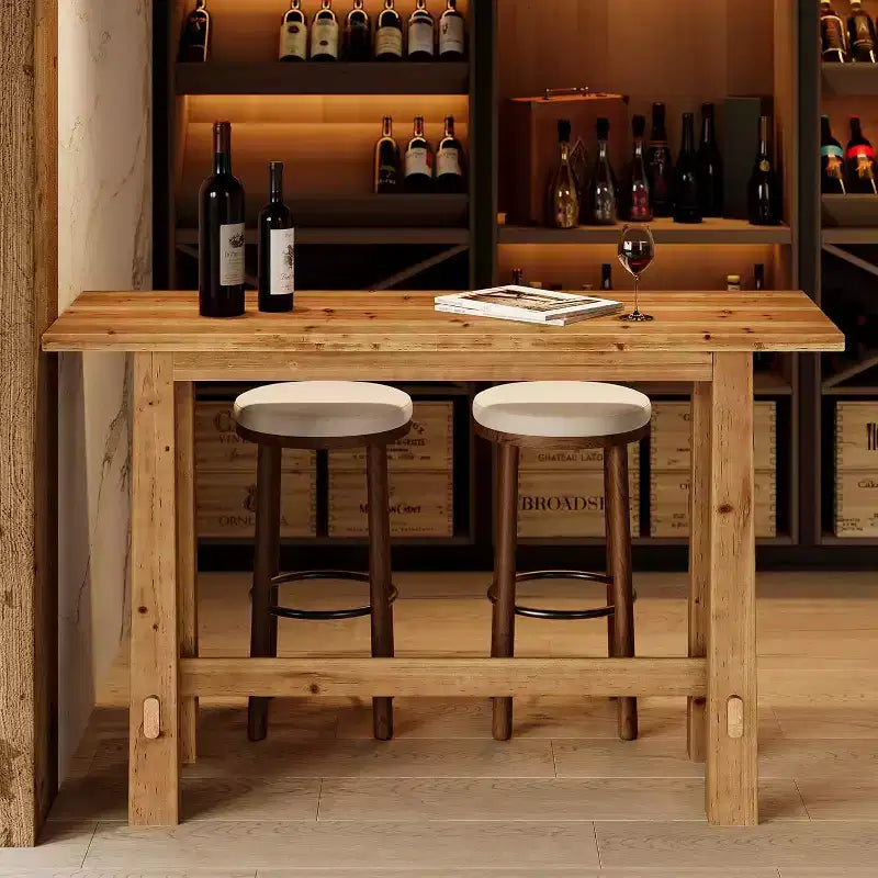 Table de pub en bois massif, hauteur bar, 63 pouces, pour cuisine, café ou restaurant