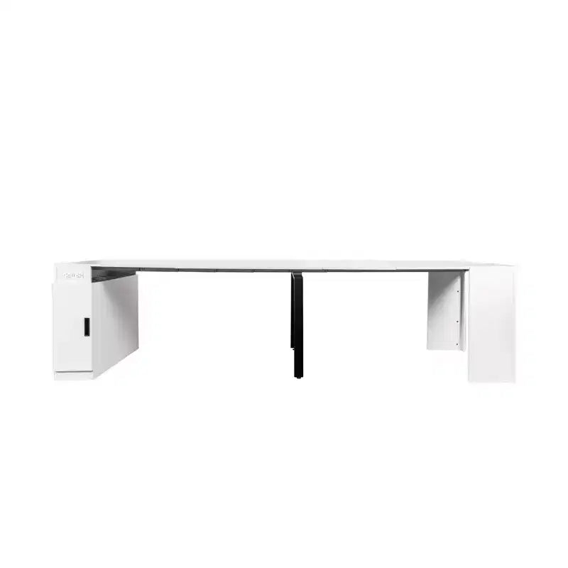 CLIHOME Table à manger extensible moderne multifonctionnelle avec prise, Table extensible peu encombrante avec rangement