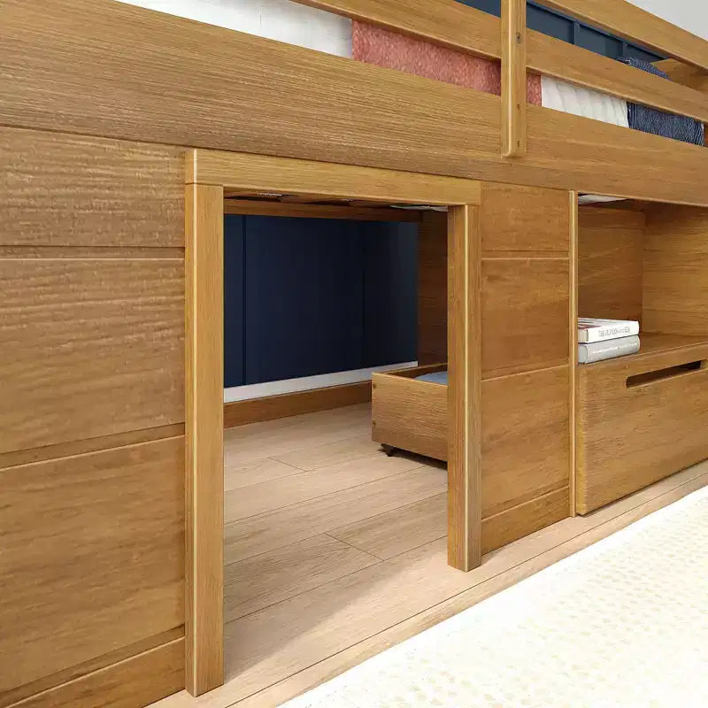 Lit mezzanine bas Max & Lily Modern Farmhouse avec tiroir de rangement, lit en bois massif pour enfants