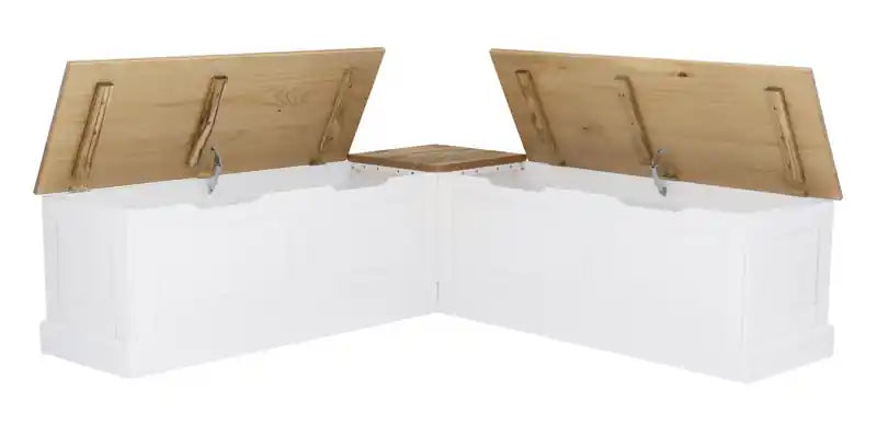 Banquette d'angle sans dossier - Naturel et blanc