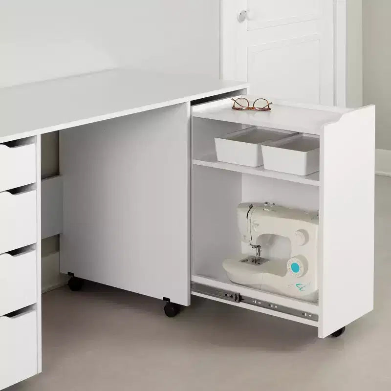 Table d'artisanat de couture Crea sur roues blanche - South Shore