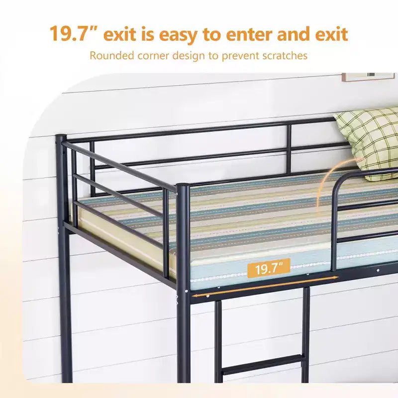 Lit Superposé Karl Home en Acier, Deux Places, avec Échelle, pour Chambre à Coucher, Dortoir, Enfants et Adultes