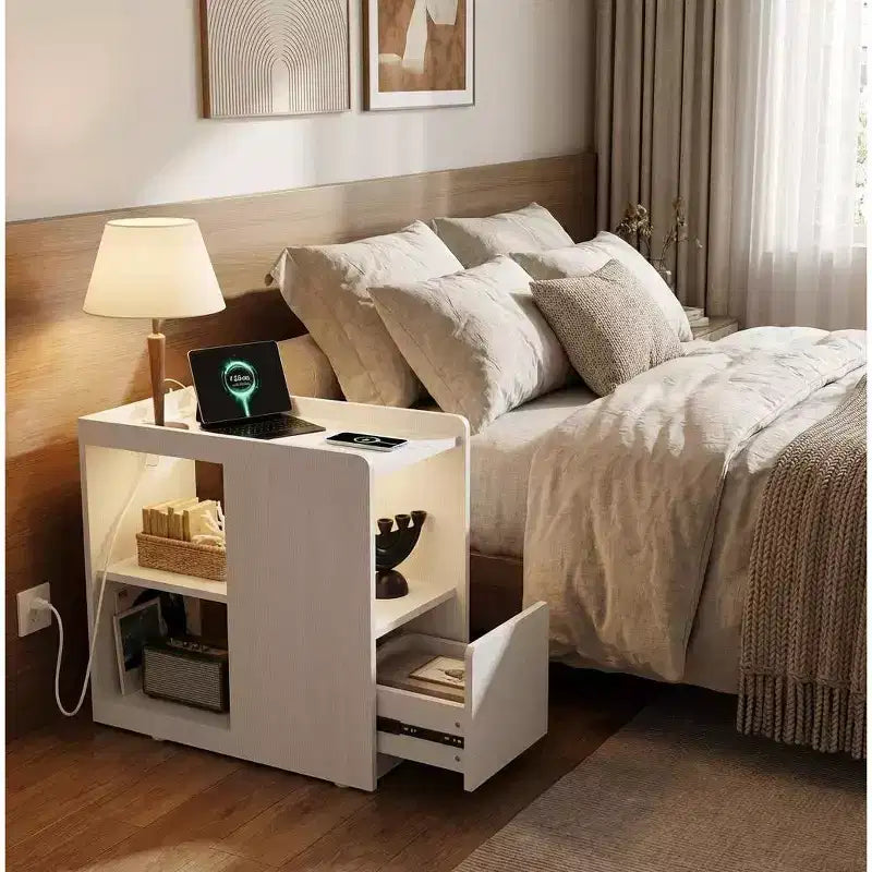 Table de chevet, table de chevet multifonctionnelle, adaptée à la maison