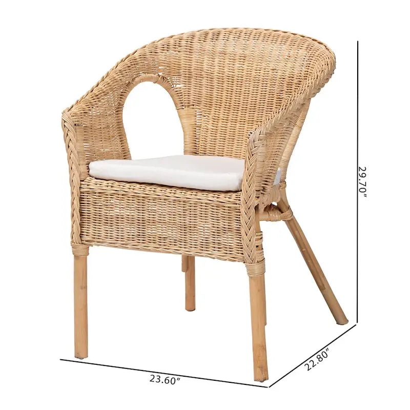 Chaise de salle à manger Abbey en rotin naturel, style bohème moderne