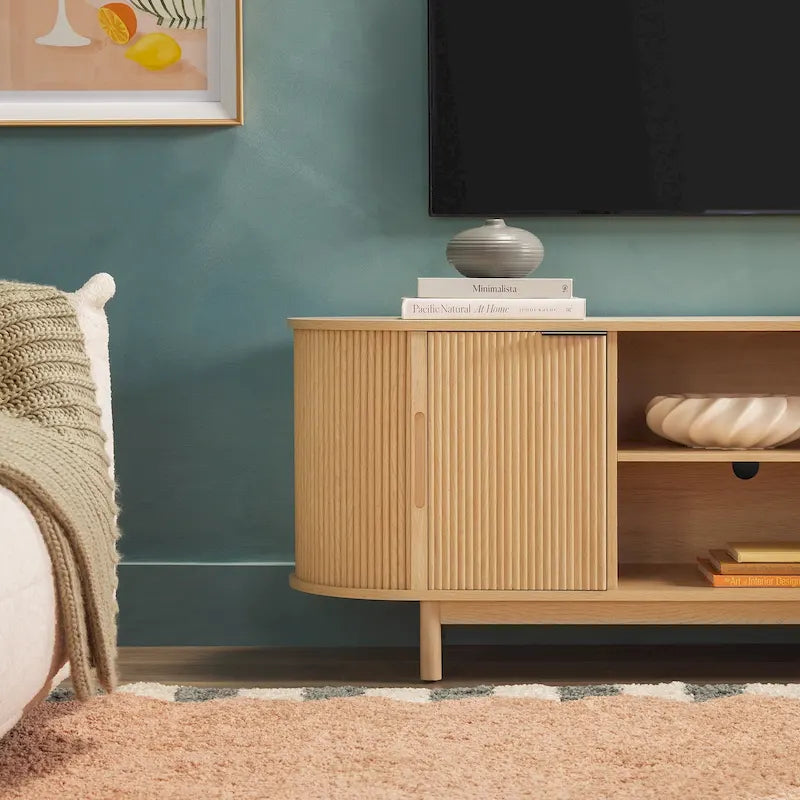 Meuble TV Middlebrook Modern Reeded de 60 po avec bords arrondis