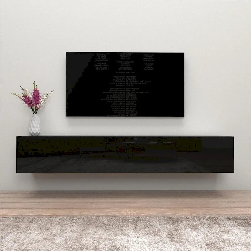 Meuble TV flottant mural moderne Berno de 180 cm, finition brillante