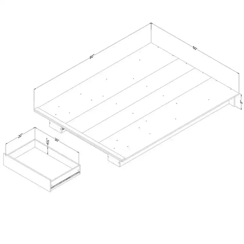 Lit plateforme double/grand Nordik Chêne de South Shore