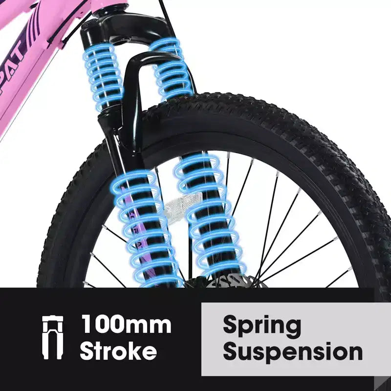 NAYSAYE Vélo VTT 26 Pouces avec Dérailleur 21 Vitesses Double Frein à Disque pour Adolescents et Femmes, Rose, 65*24.8*37.4