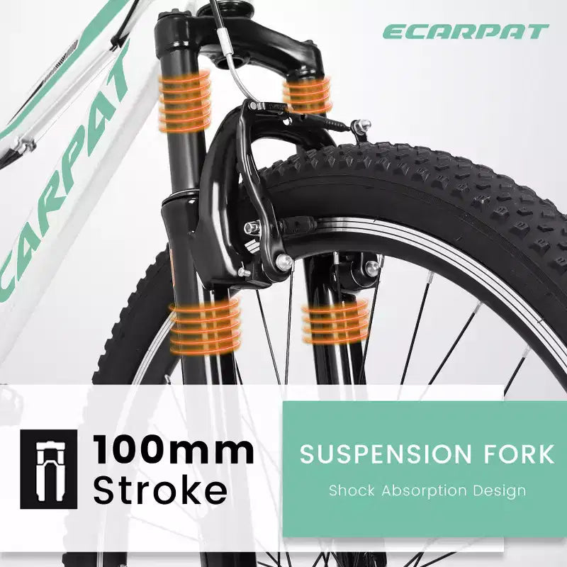 VTT Zeus & Ruta 26 avec 21 vitesses, suspension avant, freins en V, cadre en acier au carbone pour adolescents et femmes