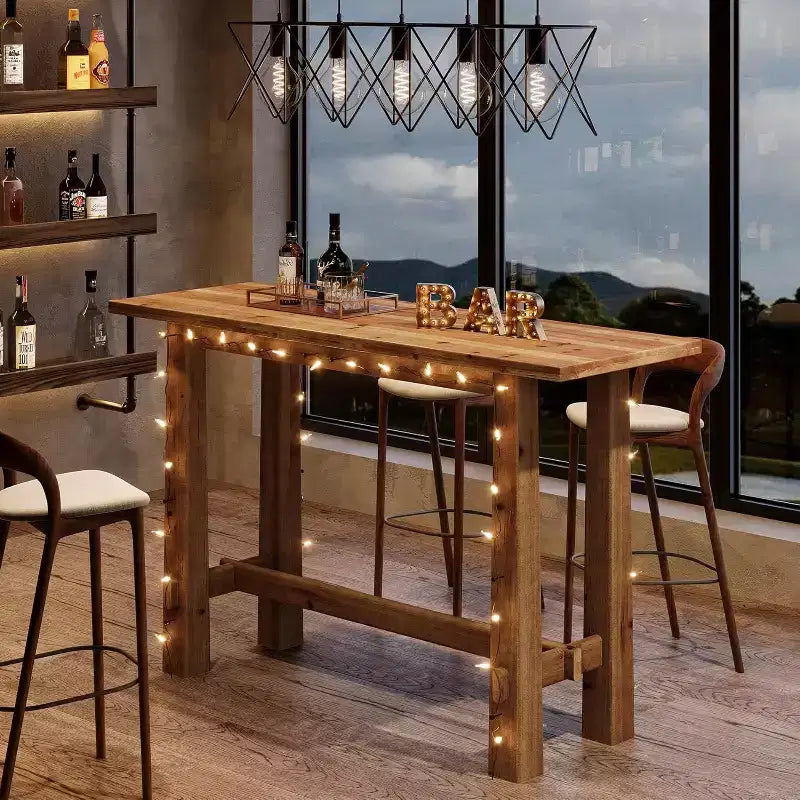 Table de pub en bois massif, hauteur bar, 63 pouces, pour cuisine, café ou restaurant