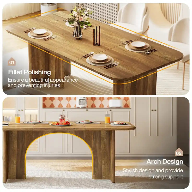 Grande table de salle à manger de 160 cm pour 4 à 6 personnes, table de cuisine rectangulaire moderne