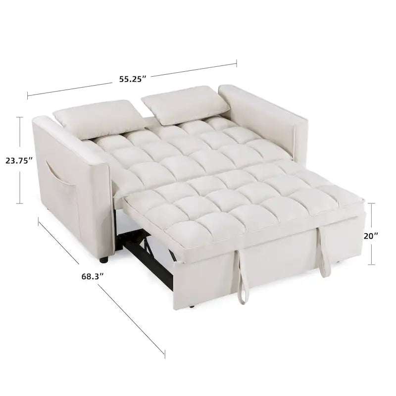 Canapé-lit convertible tufté à tiroir classique de 55 de largeur - 55L x 68P x 20H