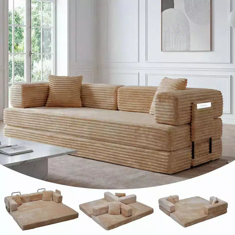 Canapé-lit convertible 5-en-1 de 80,7 po, velours côtelé, 544 kg, aucun assemblage requis