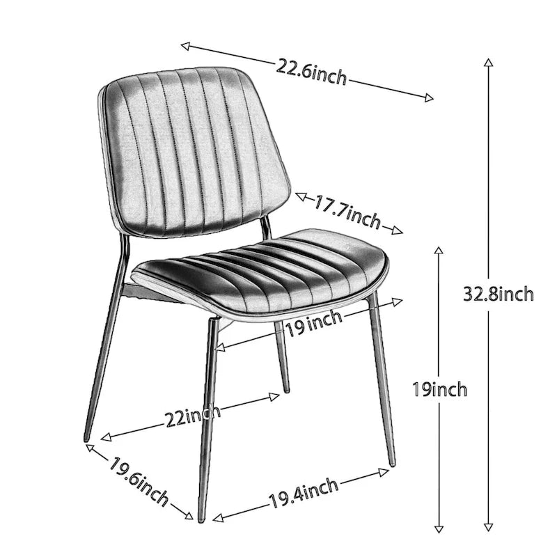Lot de 2 chaises en similicuir avec pieds en métal