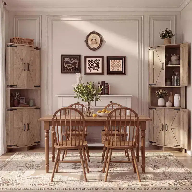 64,8" Meuble d'Angle Haut avec Portes, Armoire de Rangement d'Angle Marron Style Ferme, Meuble Garde-Manger d'Angle Autonome avec Étagères Réglables
