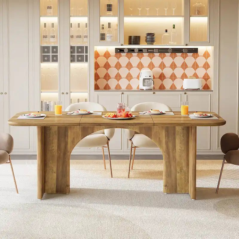 Grande table de salle à manger de 160 cm pour 4 à 6 personnes, table de cuisine rectangulaire moderne