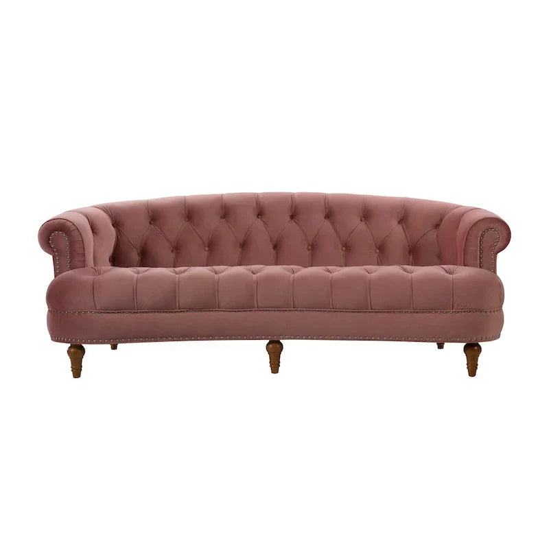 Canapé capitonné chesterfield La Rosa 84 en velours, style moderne du milieu du siècle