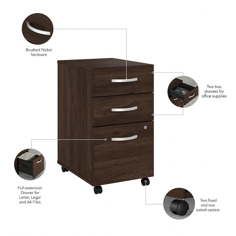 Bureau de 72 po avec huche et caisson mobile à 3 tiroirs