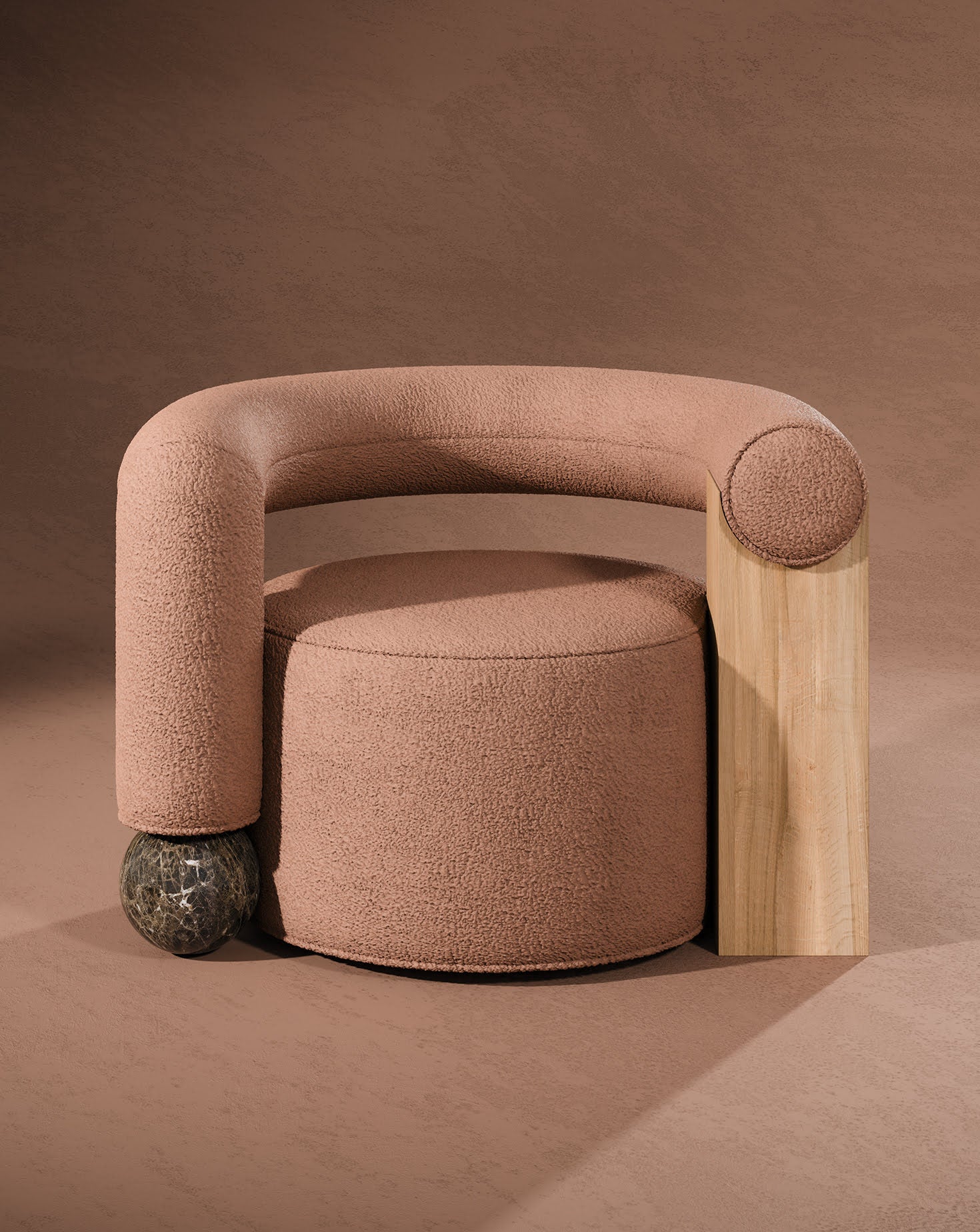 Geometric Asymmetry Velvet Brass Base Armchair I