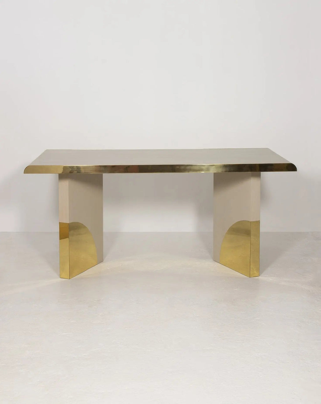 Cream Oak Polished Brass Architectural Writing Desk