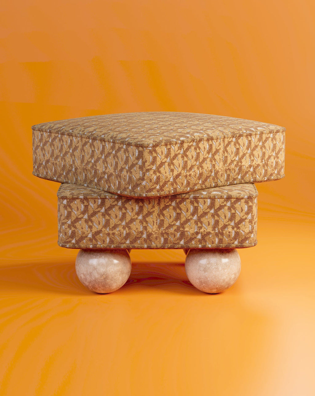 Jacquard Velvet Sculptural Accent Stool Small